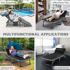 Slsy 5-Position Adjustable Folding Lounge Chair And Cot - 75.2" x 25.6" x 11.8"