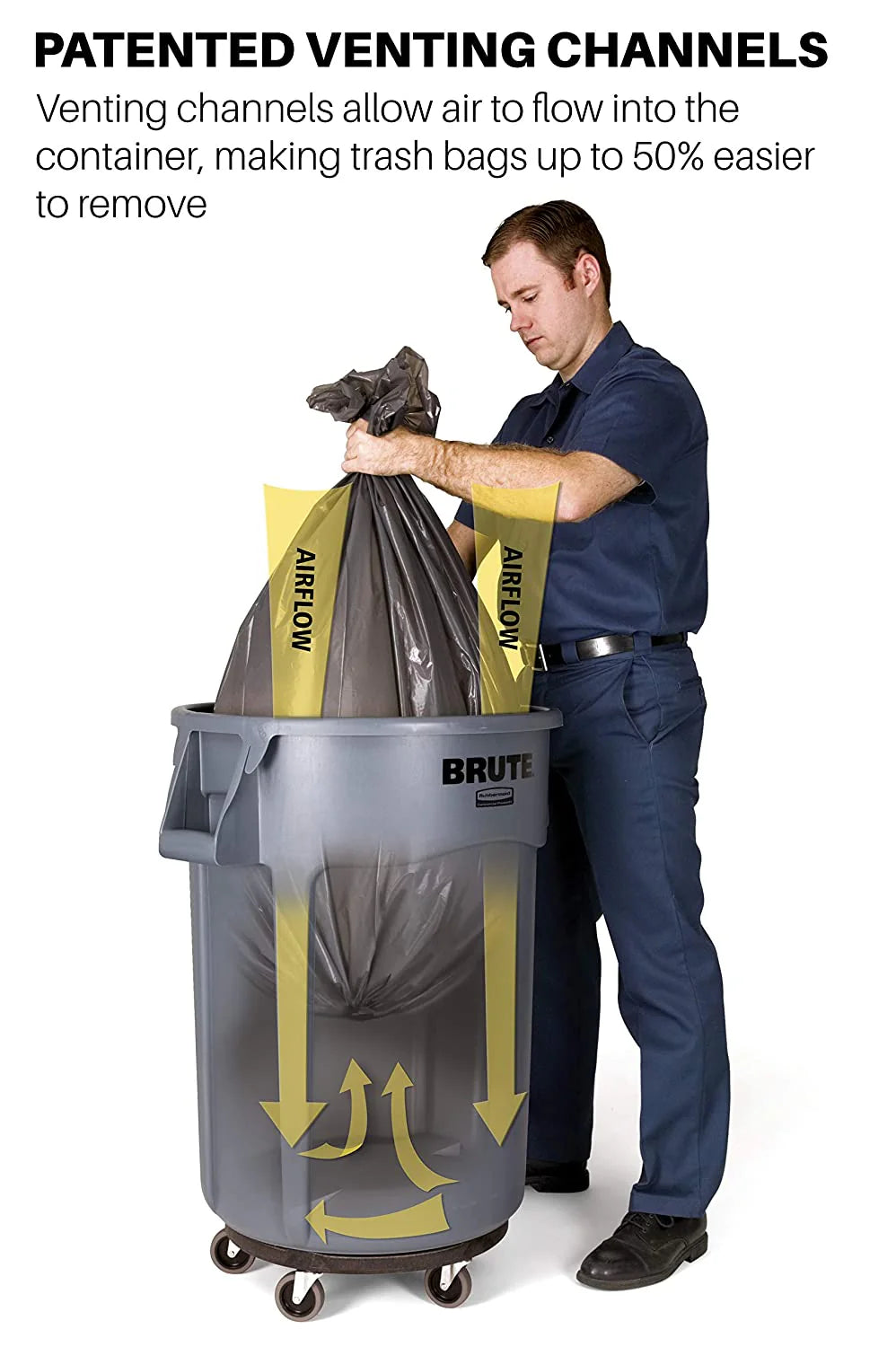 Yellow Heavy-Duty Trash Can - Pack Of 6