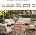 Signature Design by Ashley Clare View Outdoor Patio Eucalyptus Sofa With Cushions, Beige