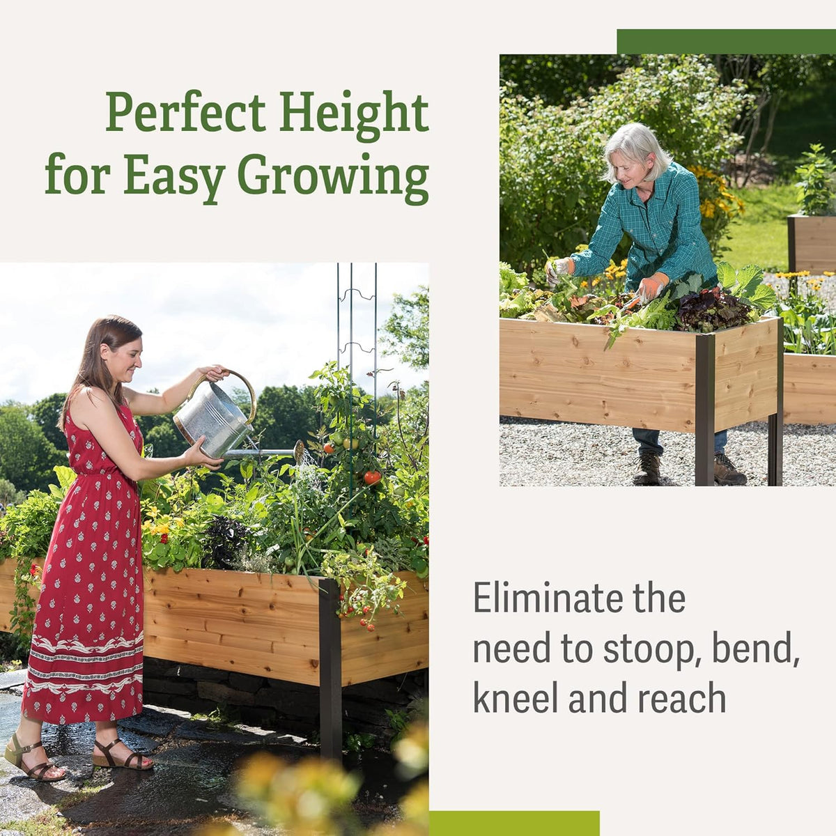 Gardener's Supply Company Elevated Cedar Raised Garden Bed, 2 ft x 8 ft, 29 in High
