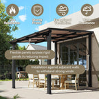 Aoxun Wall-Mounted Gazebo Awning, 8x10, Black