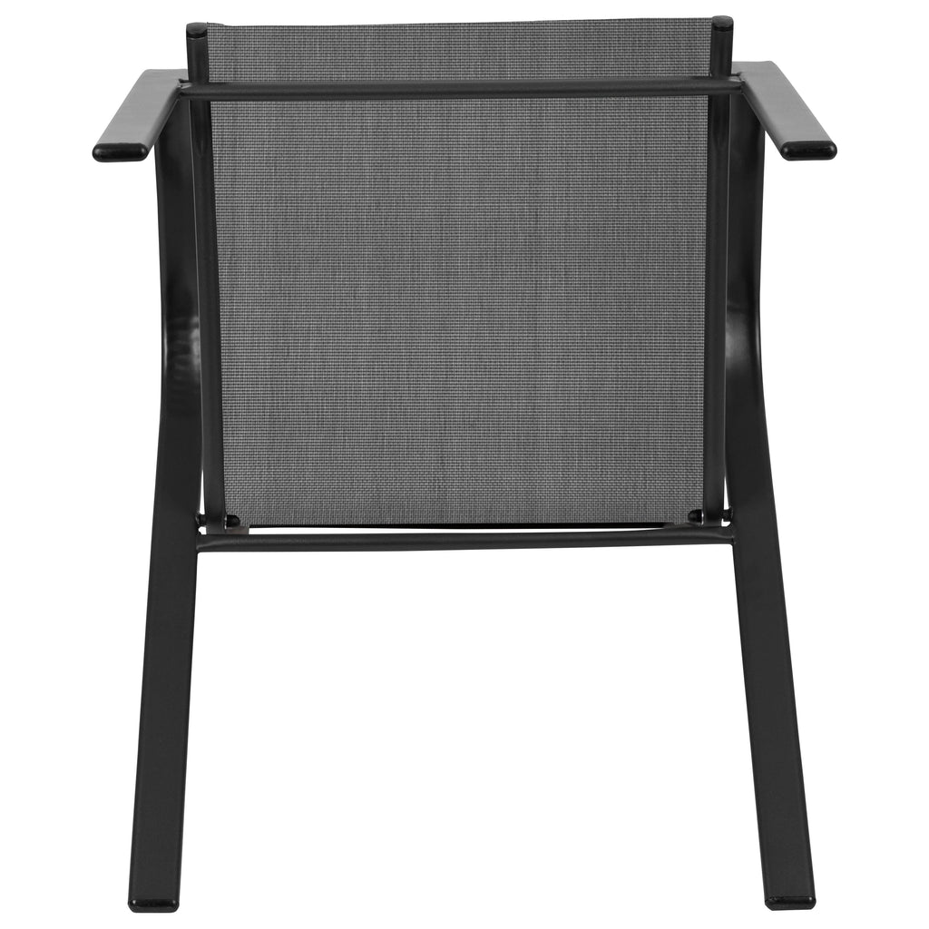 Emma + Oliver Outdoor Stack Chairs, Gray, 4 Pack, 21.25in W x 29in D x 36in H