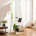 Full-Length Arched Floor Mirror, 64in H x 21in W, Aluminum Alloy Frame