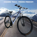 ARTUDATECH 26 Inch 27-Speed Dual Suspension Mountain Bike - Silver, Blue, Gray And Red