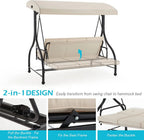 AECOJOY 3-Person Steel Canopy Porch Swing Glider Hammock