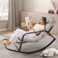 Oversized Outdoor Rocking Lounge Chair With Water-Resistant Cushions, 450 lbs Capacity