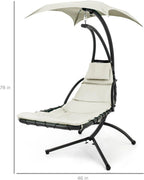 Best Choice Products Outdoor Hanging Steel Chaise Lounge Chair With Canopy, Charcoal Gray - SKY5871