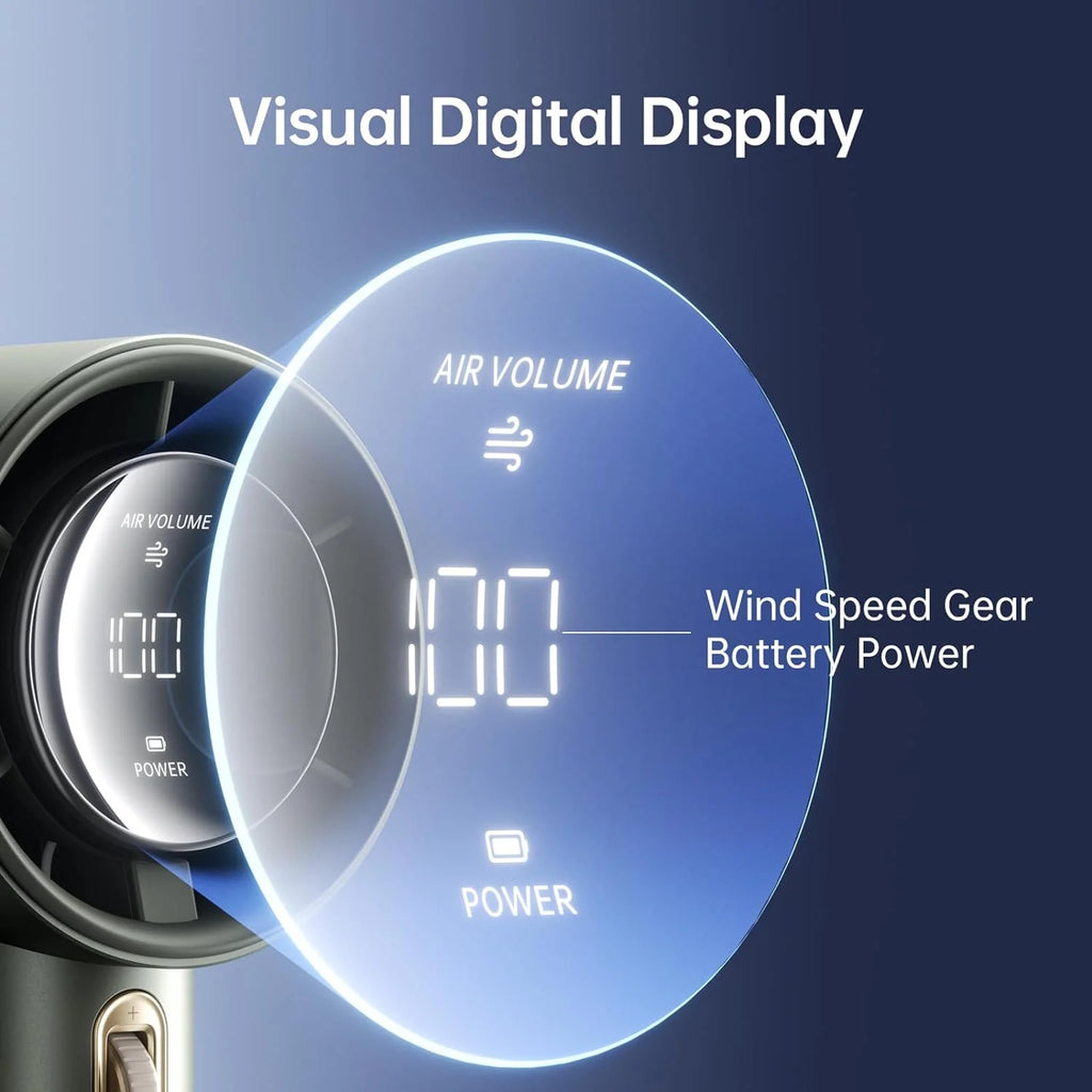 JISULIFE Handheld Turbo Fan, 5000mAh Rechargeable, 1-100 Speeds, Digital Display - Pro1S