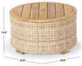SAFAVIEH Couture Anguilla Outdoor Patio Round Wicker Coffee Table With Storage, Natural