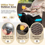4-Piece Outdoor Patio Furniture Set With Rattan Wicker Chairs, Loveseat And Glass-Top Table