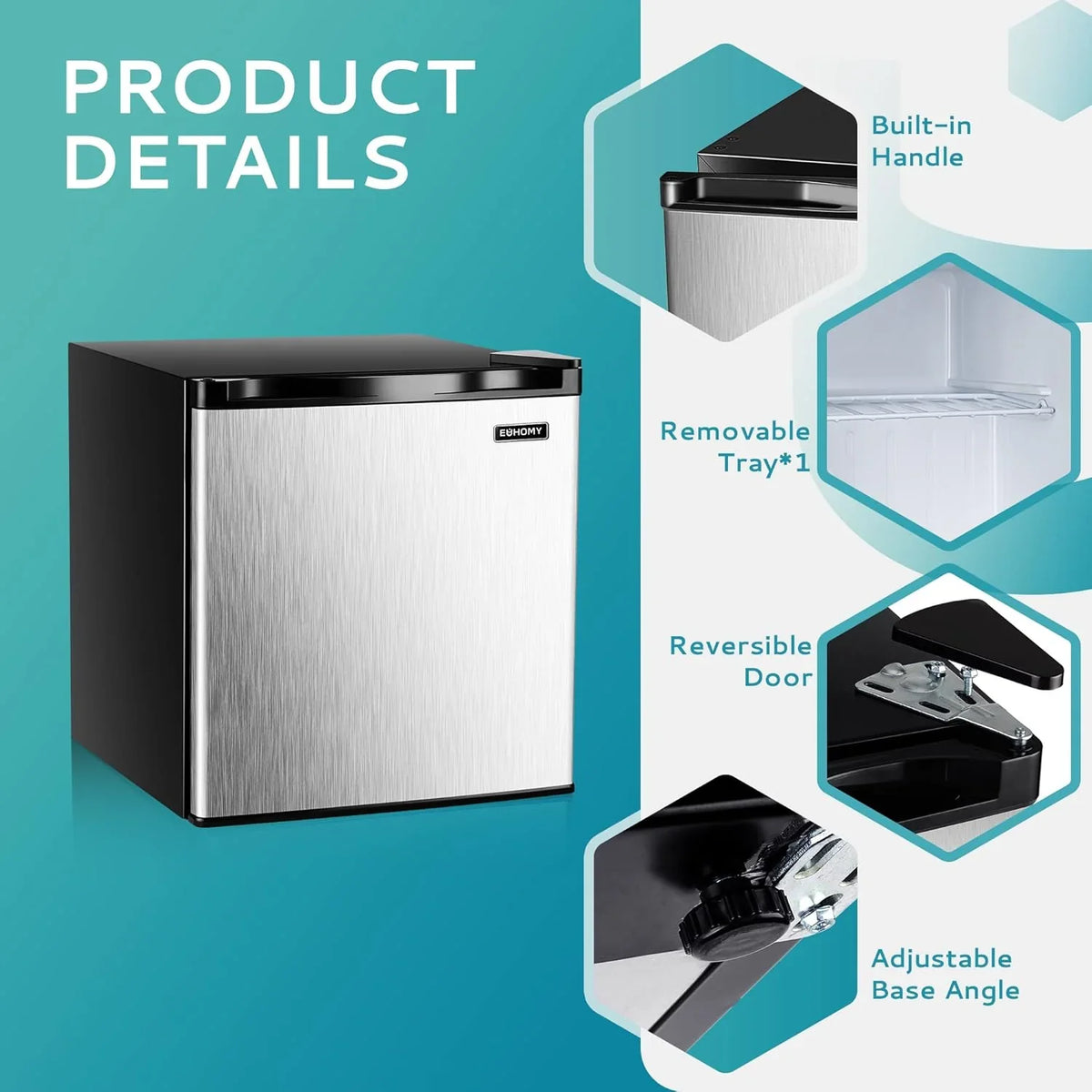 Euhomy Upright Compact Mini Freezer, 3.0 Cubic Feet, Single Door With Reversible Door