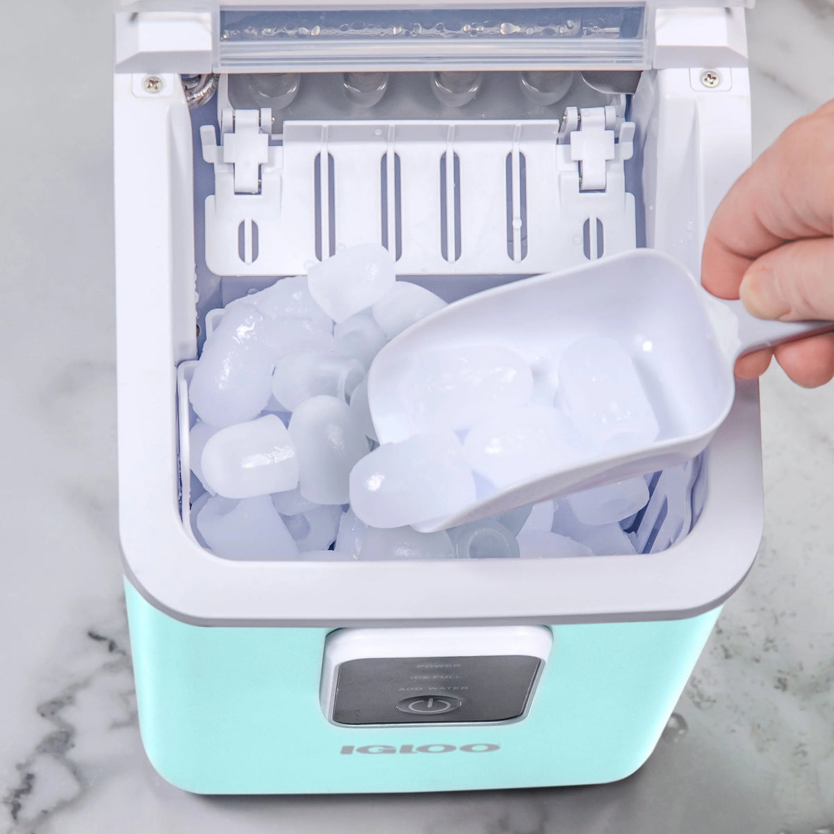 Igloo Self-Cleaning Countertop Ice Maker, 26 lbs. Per Day, 8 Pieces Every 7-8 Minutes, Aqua