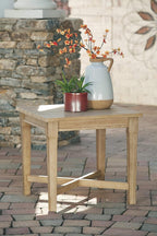 Signature Design by Ashley Clare View Outdoor Patio Eucalyptus Sofa With Cushions, Beige