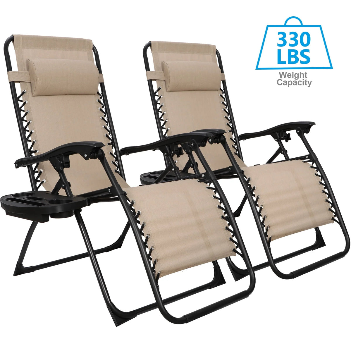 HomGarden Steel Zero-Gravity Chair 2 Pack - Beige