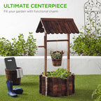 Best Choice Products Rustic Wooden Wishing Well Planter With Hanging Bucket - 21.5 x 21.5 x 45.5 in