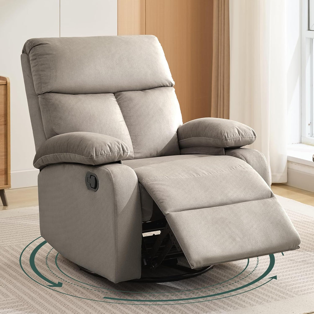 Swivel Rocker Recliner Chair For Compact Spaces - 32in D x 30.2in W x 38.9in H