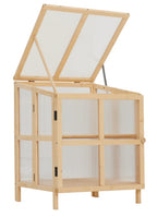 Youmumeub Wooden Cold Frame Greenhouse With 2-Tier Raised Garden Planter And Polycarbonate Panels - Foldable, Natural Wood