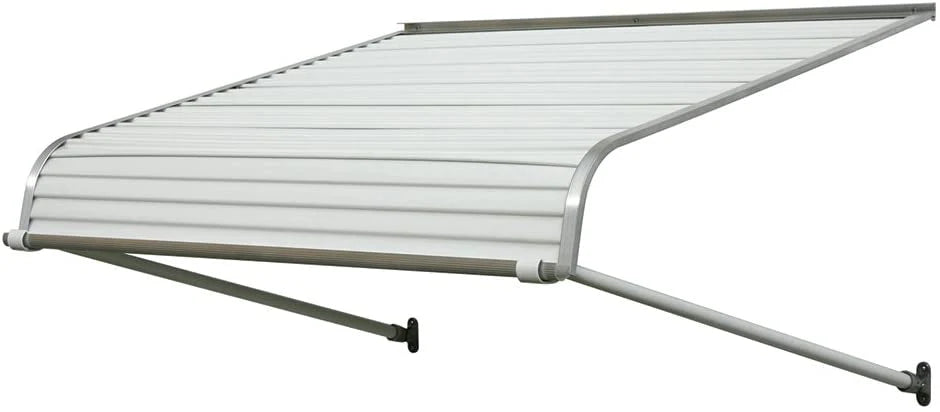 NuImage Awnings Aluminum Door Canopy, White, 60 inches Wide x 42 inches Projection With Support Arms - 60425