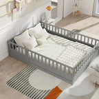 Montessori Children's Floor Bed With Support Slat, Twin / Full, Pine And Plywood