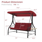 AECOJOY 3-Person Steel Canopy Porch Swing Glider Hammock