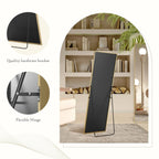 Full-Length Floor Mirror With Stand, Aluminum Alloy Frame - 71x30