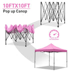 Ainfox Pop-Up Canopy Tent With 4 Sidewalls, 10 x 10 Ft, Pink