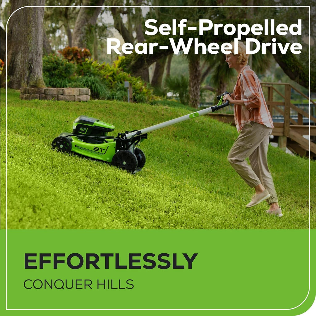 Greenworks Cordless Self-Propelled Lawn Mower 60V 21in - 2 x 4.0Ah Batteries