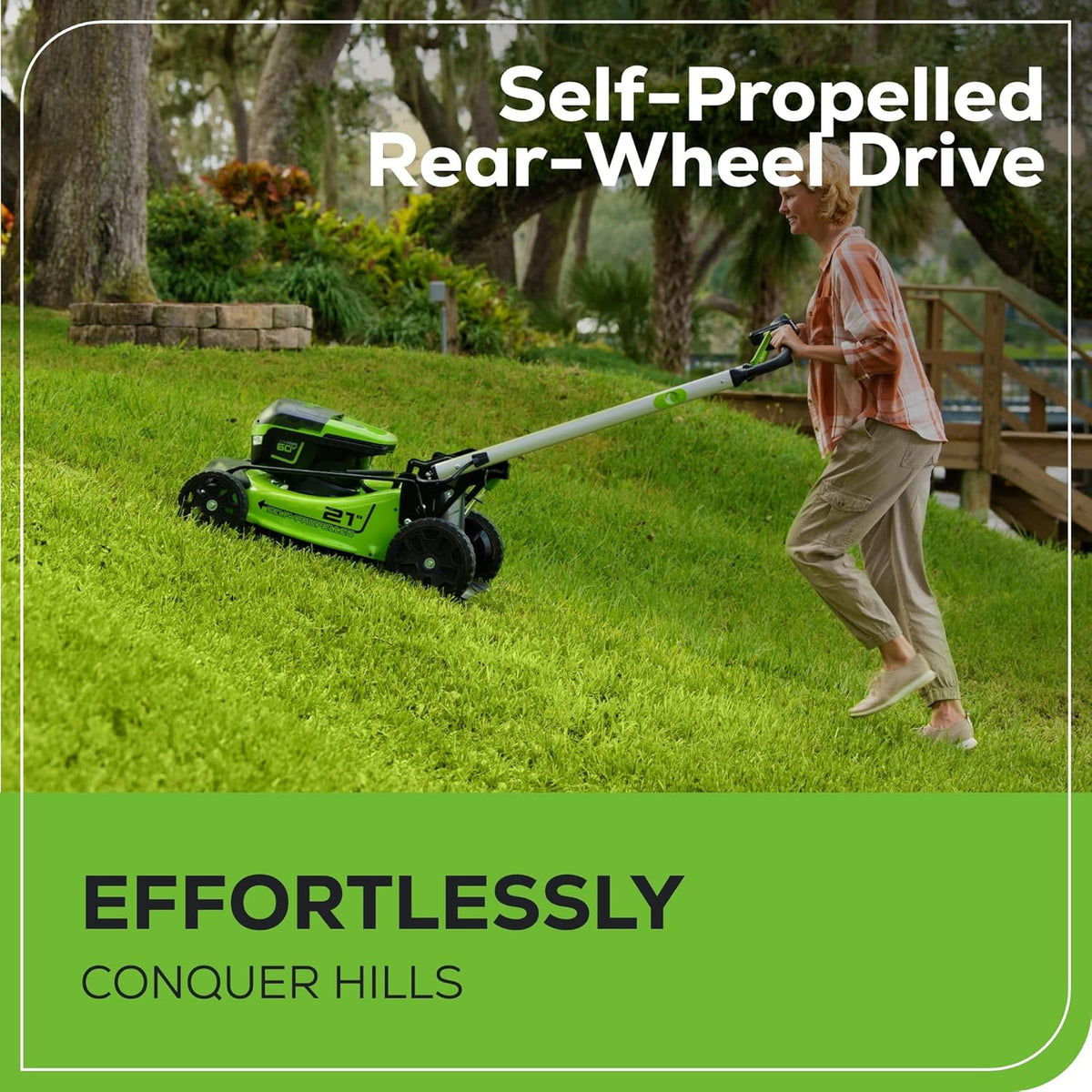 Greenworks Cordless Self-Propelled Lawn Mower 60V 21in - 2 x 4.0Ah Batteries