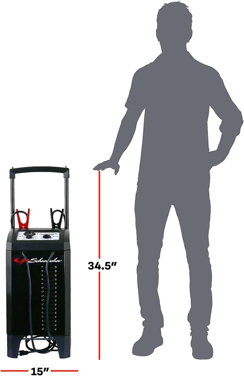 Electric Wheeled Battery Charger And Jump Starter, 200 Cranking Amps, 12 Volts/24 Volts, Black - SC1633