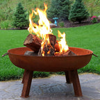 Sunnydaze Decor Rustic Cast Iron Outdoor Raised Fire Pit Bowl, 34-Inch, Rust - RCM-LG570