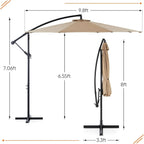 Sweetcrispy 9.8FT Offset Patio Umbrella With Easy Tilt Adjustment, 8 Ribs, Blue
