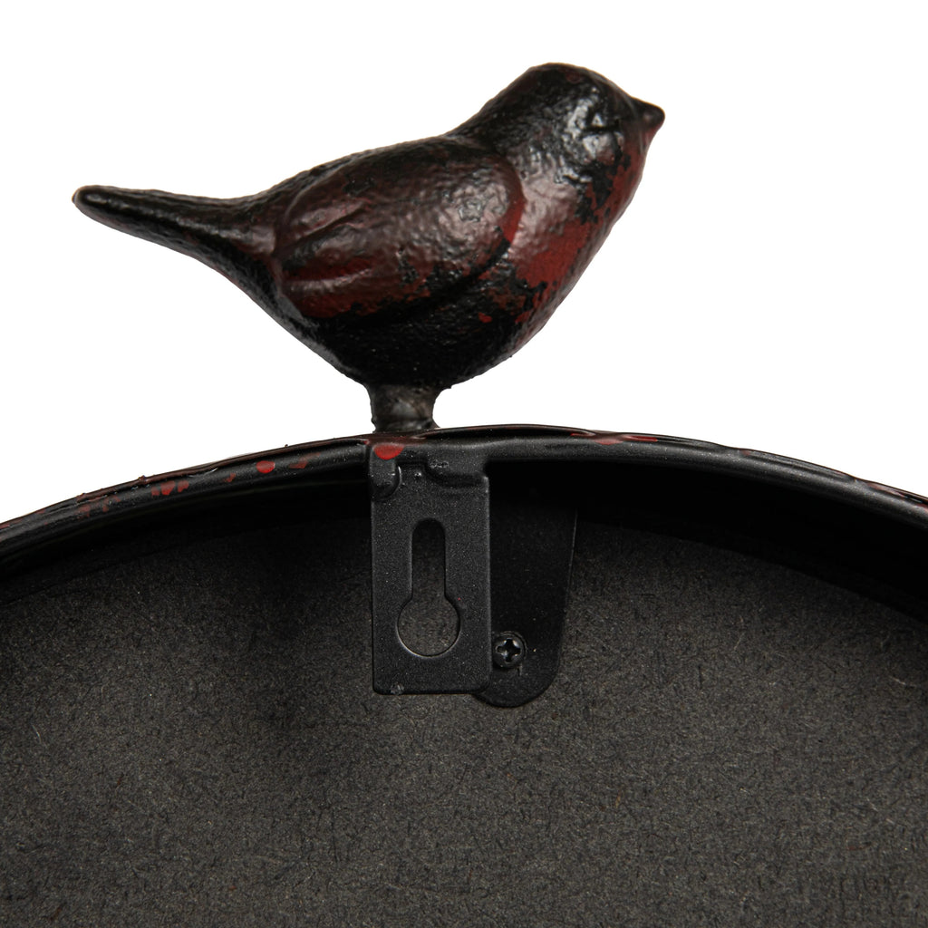 Metal Oval Wall Clock With Bird Design, 17 in L x 3 in W x 25.25 in H - Vintage