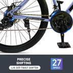 ARTUDATECH 26 Inch 27-Speed Dual Suspension Mountain Bike - Silver, Blue, Gray And Red