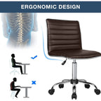 Adjustable Mid-Back Armless Swivel Office Chair With PU Leather - 265 lbs.