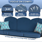 3-Seat Outdoor Patio Swing With Stand, 800 lbs, 2-in-1 Convertible Swing Bed, Adjustable Canopy