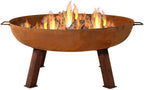 Sunnydaze Decor Rustic Cast Iron Outdoor Raised Fire Pit Bowl, 34-Inch, Rust - RCM-LG570
