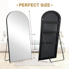 Arched Full-Length Wood Floor Mirror, Black Or Gold, 65x22/71x24/71x28/71x32