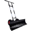 Best Choice Products 36in Galvanized Steel Blade Hand Snow Pusher With 2 Wheels, Adjustable Handle, Black