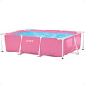 INTEX Rectangular Metal Frame Above Ground Swimming Pool, Pink, 7ft x 23in
