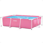 INTEX Rectangular Metal Frame Above Ground Swimming Pool, Pink, 7ft x 23in