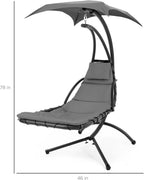Best Choice Products Outdoor Hanging Steel Chaise Lounge Chair With Canopy, Charcoal Gray - SKY5871