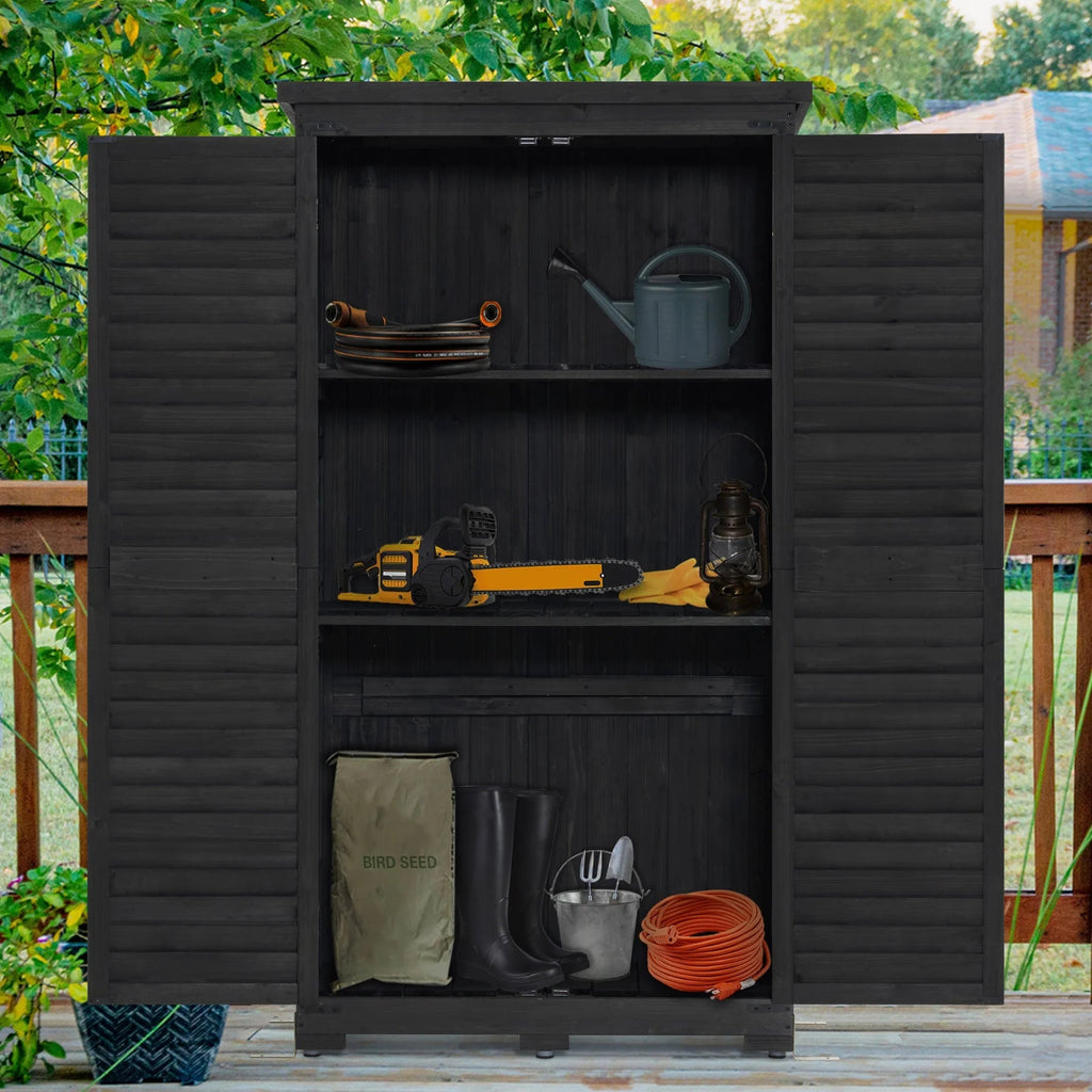 MCombo Tall Garden Wood Storage Shed, Brown - 1.52 x 2.85 ft