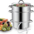 Cooks Standard 11-Quart Stainless Steel Juice Steamer With Glass Lid And 2 Hoses - 28cm