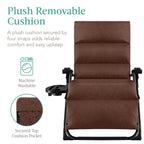 Best Choice Products Oversized Zero Gravity Folding Recliner With Removable Cushion And Side Tray - Fossil Gray