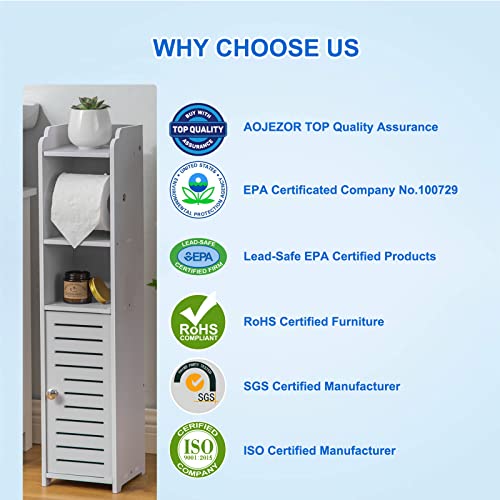 Toilet Paper Holder Storage Cabinet Stand With 3 Open Shelves - PVC