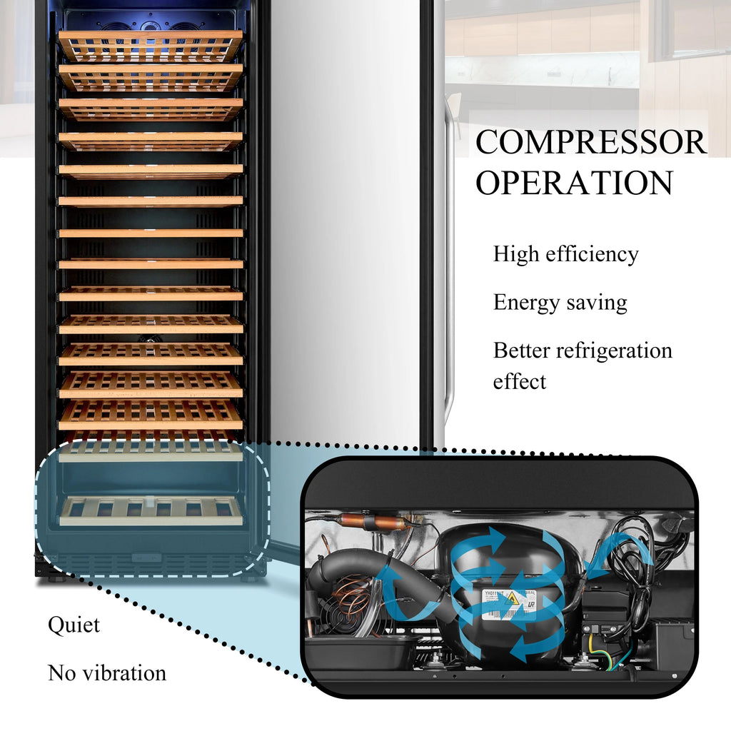 Lanbo 165 Bottle Built-In Black Single Zone Wine Cooler, 24 inch Width - LW177S