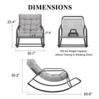 Oversized Outdoor Rocking Lounge Chair With Water-Resistant Cushions, 450 lbs Capacity