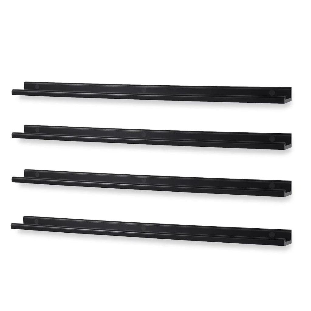 Floating Wall Shelves, Set Of 4, 46 x 3.8 x 2 Inch MDF Wood Picture Ledges