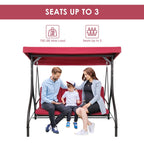 Arlopu 3-Person Outdoor Convertible Porch Swing Glider With Canopy