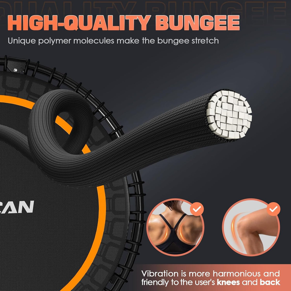 BCAN Foldable Fitness Trampoline 40in/48in, 450/550 LBS Capacity